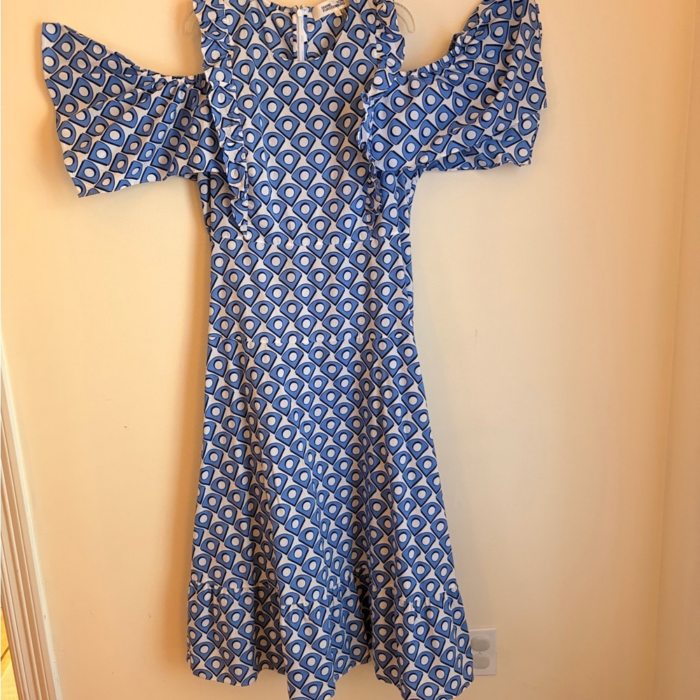 Diane Von Furstenberg Blue and White Geometric Dress